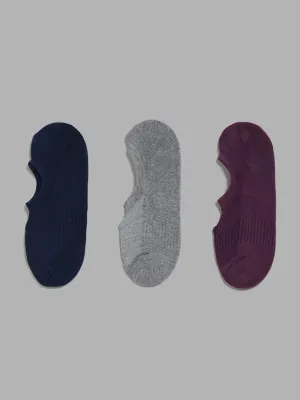 WES Lounge Mauve No Show Cotton Blend Socks - Pack of 3