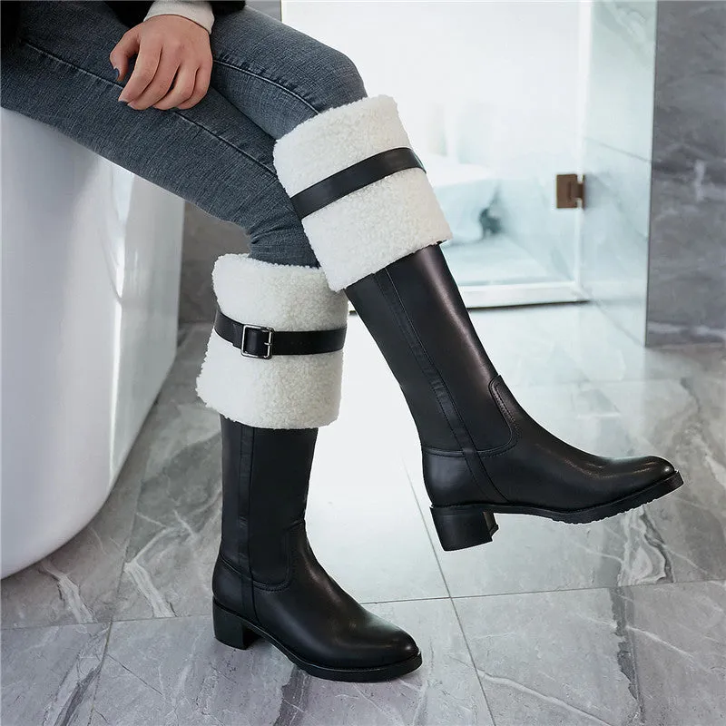 Winter wool lapel high Ankle boots