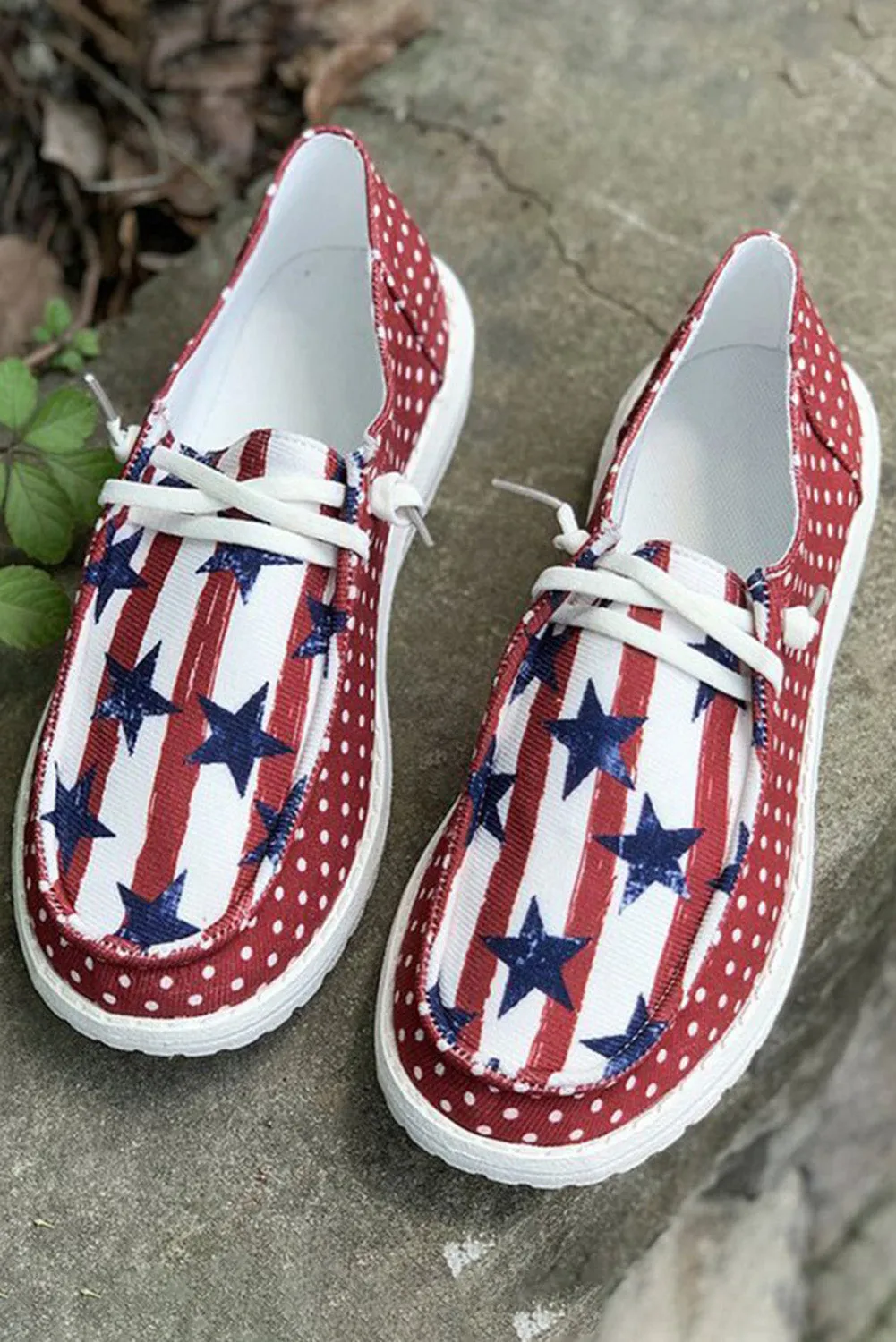 Women's American Flag Inspired Polka Dot Round Toe Shoes